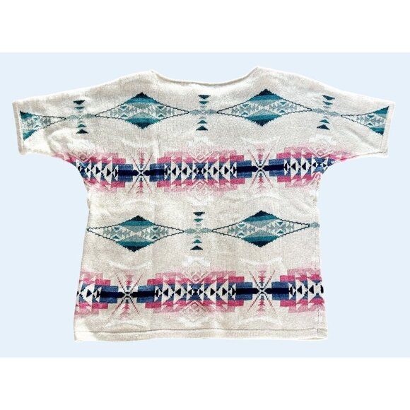 Vintage CHAPS Southwest Inspired Short Sleeve Sweater Size M - Picture 6 of 8